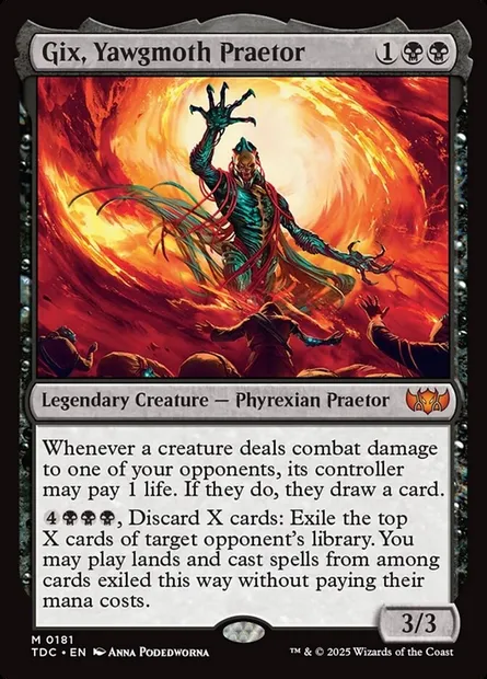 Gix, Yawgmoth Praetor, Magic card TDC 181 — Tarkir: Dragonstorm Commander set