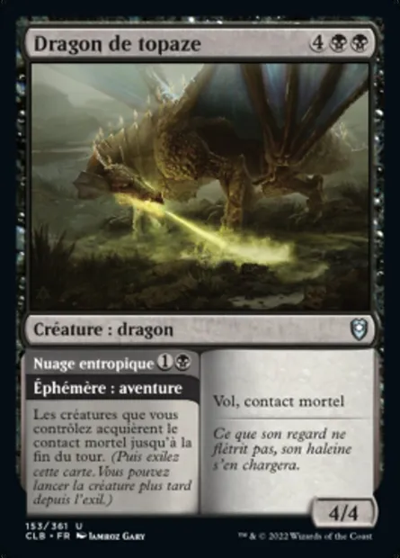 Dragon de topaze // Nuage entropique, carte Magic CLB 153 — extension Commander Légendes : la bataille de la Porte de Baldur