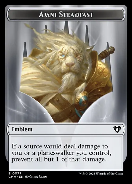 Ajani Steadfast Emblem, Magic card TCMM 77 — Commander Masters Tokens set