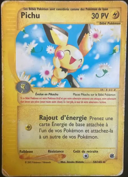 Pichu, carte Pokémon EX 58 — extension Expedition