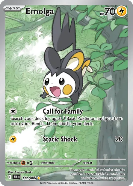 Emolga, Pokémon card BLK 112 — Black Bolt set