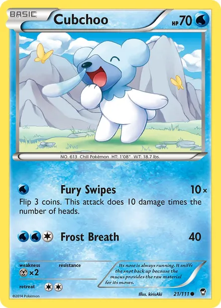 Cubchoo, Pokémon card FFI 21 — Furious Fists set