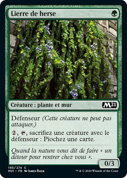 Lierre de herse, carte Magic M21 195 — extension Core Set 2021