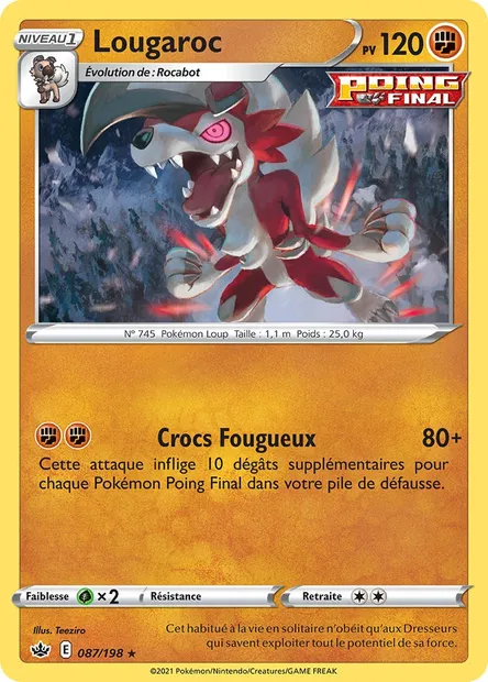 Lougaroc, carte Pokémon CRE 87 — extension Règne de Glace