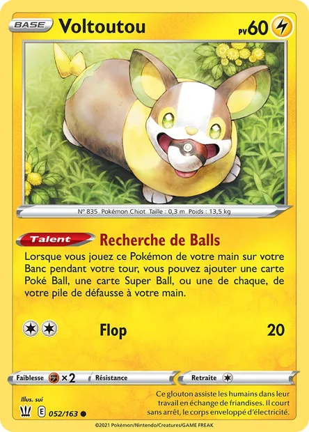 Voltoutou, carte Pokémon BST 52 — extension Styles de combat