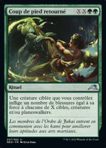 Coup de pied retourné, carte Magic NEO 207 — extension Kamigawa: La Dynastie Néon