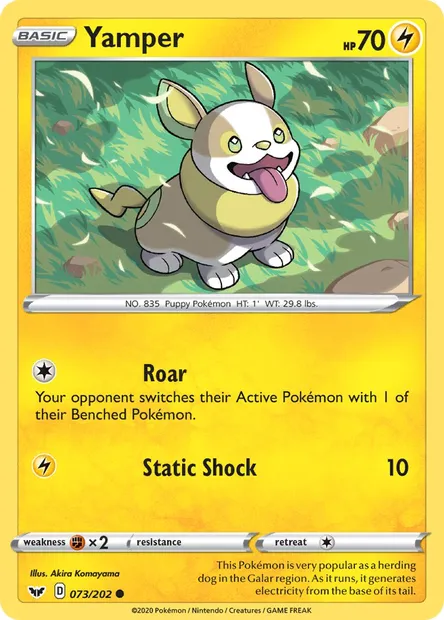 Yamper, Pokémon card SSH 73 — Sword & Shield set