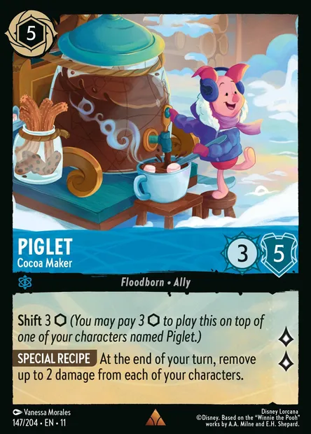 Piglet - Cocoa Maker, Disney Lorcana card CH11-147 — Winterspell set