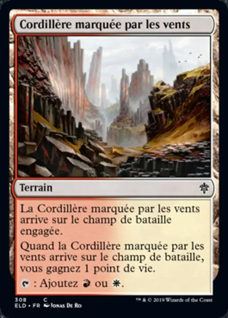 Cordillère marquée par les vents, carte Magic ELD 308 — extension Throne of Eldraine