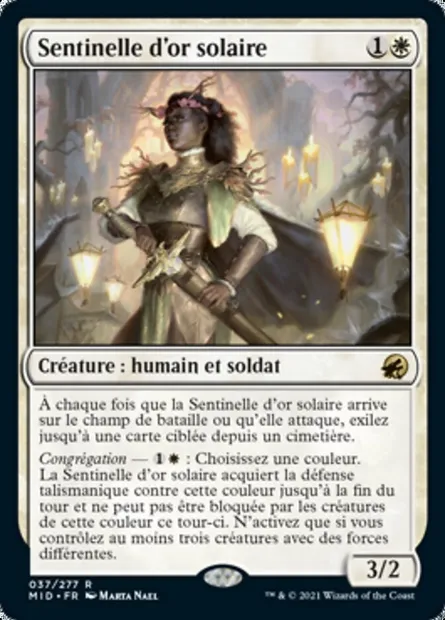 Sentinelle d'or solaire, carte Magic MID 37 — extension Innistrad : chasse de minuit