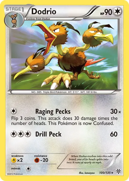 Dodrio, Pokémon card PLS 100 — Plasma Storm set