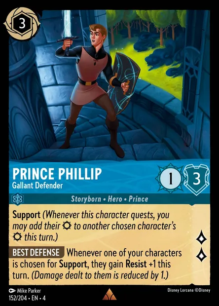 Prince Phillip - Gallant Defender, Disney Lorcana card CH4-152 — Ursula's Return set