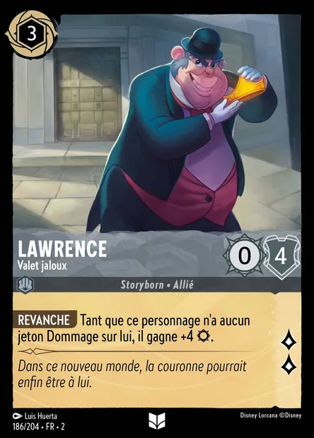 Lawrence - Valet jaloux, carte Disney Lorcana CH2-186 — extension L'Ascension des Floodborn