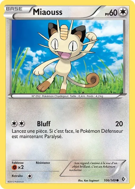 Miaouss, carte Pokémon BCR 106 — extension Frontières Franchies