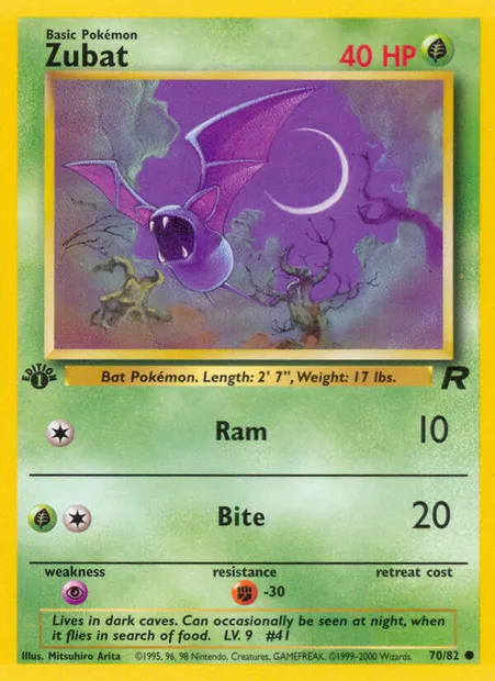 Zubat, Pokémon card TR 70 — Team Rocket set