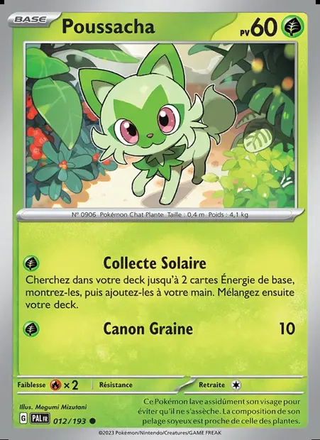Poussacha, carte Pokémon PAL 012 — extension Évolutions à Paldea