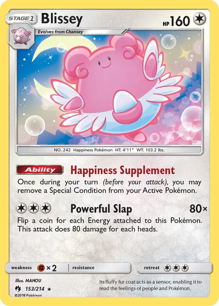 Blissey, Pokémon card LOT 153 — Lost Thunder set