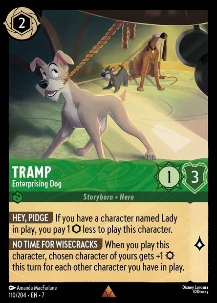 Tramp - Enterprising Dog, Disney Lorcana card CH7-110 — Archazia's Island set