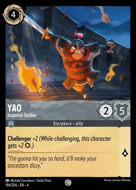 Yao - Imperial Soldier, Disney Lorcana card CH4-194 — Ursula's Return set