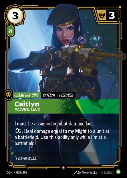 Caitlyn, carte Riftbound OGN 068 — extension Origins