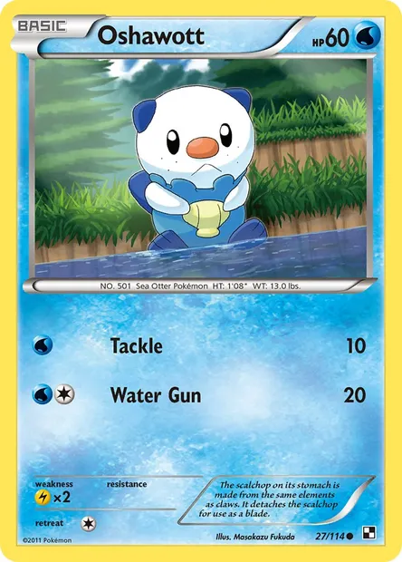 Oshawott, Pokémon card BLW 27 — Black & White set