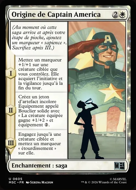 Origine de Captain America, carte Magic MSC 605 — extension Marvel Super Heroes Commander