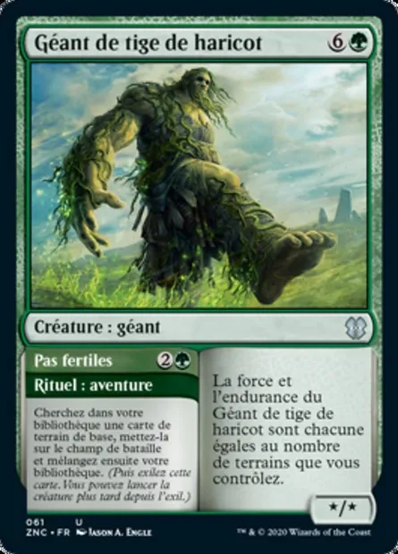 Géant de tige de haricot // Pas fertiles, carte Magic ZNC 61 — extension Zendikar Rising Commander