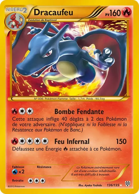 Dracaufeu, carte Pokémon PLS 136 — extension Tempète Plasma