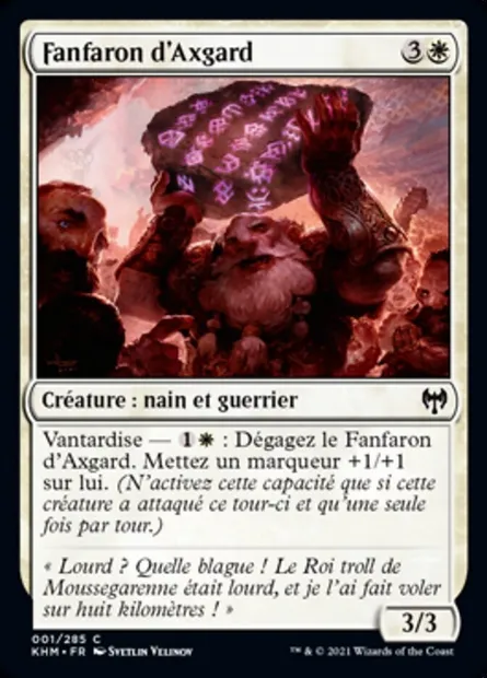Fanfaron d'Axgard, carte Magic KHM 1 — extension Kaldheim