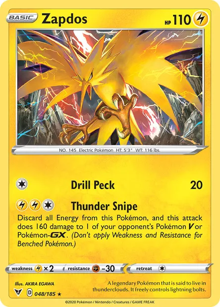 Zapdos, Pokémon card VIV 48 — Vivid Voltage set