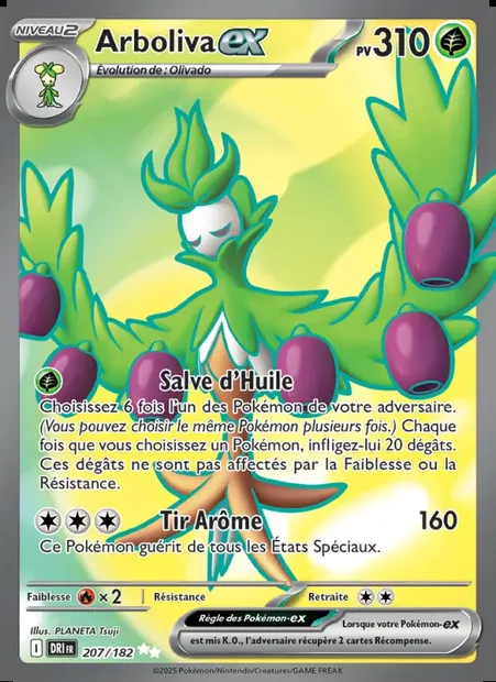 Arboliva-ex, carte Pokémon DRI 207 — extension Rivalités Destinées