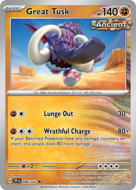Great Tusk, Pokémon card TEF 096 — Temporal Forces set