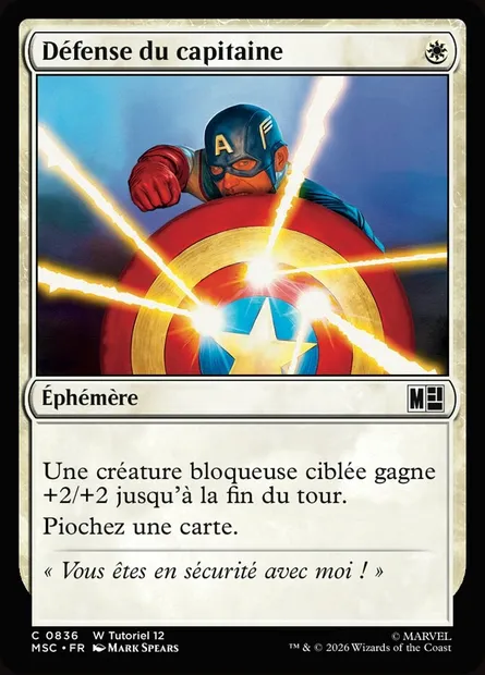 Défense du capitaine, carte Magic MSC 836 — extension Marvel Super Heroes Commander
