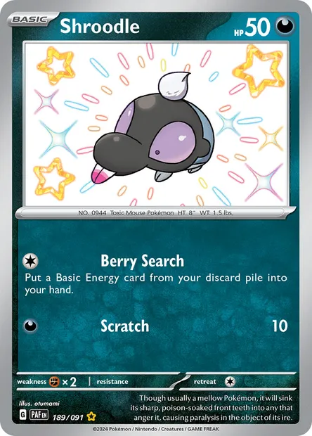 Shroodle, Pokémon card PAF 189 — Paldean Fates set