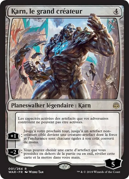 Karn, le grand créateur, carte Magic WAR 1 — extension La guerre des Planeswalkers
