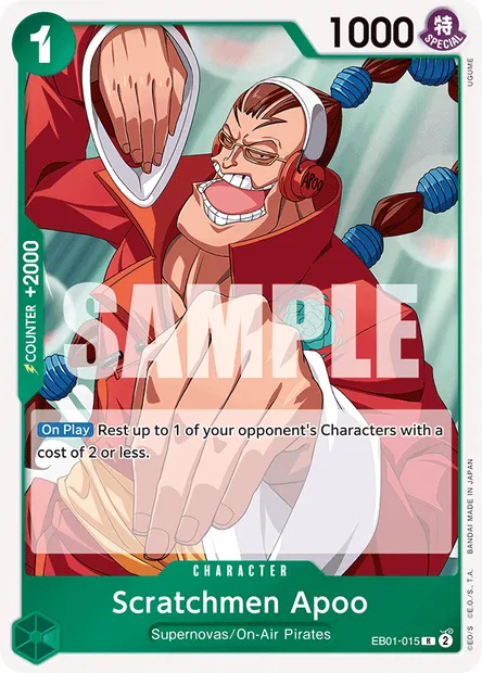 Scratchmen Apoo, One Piece card EB01-015 — MEMORIAL COLLECTION set