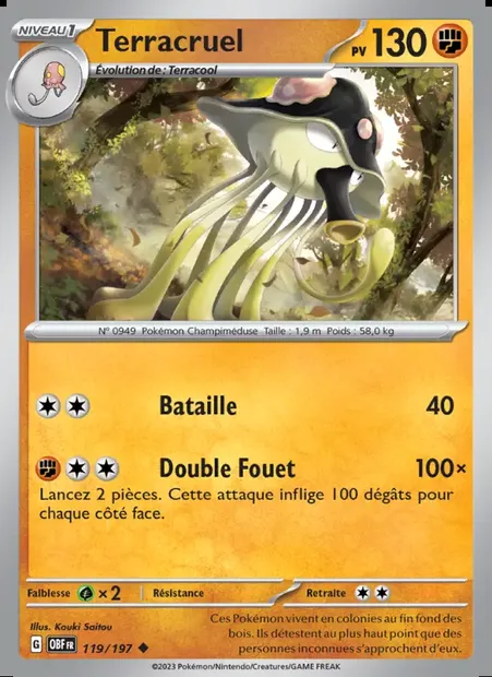 Terracruel, carte Pokémon OBF 119 — extension Flammes Obsidiennes