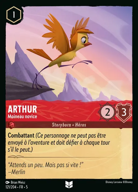 Arthur - Moineau novice, carte Disney Lorcana CH5-121 — extension Ciel Scintillant