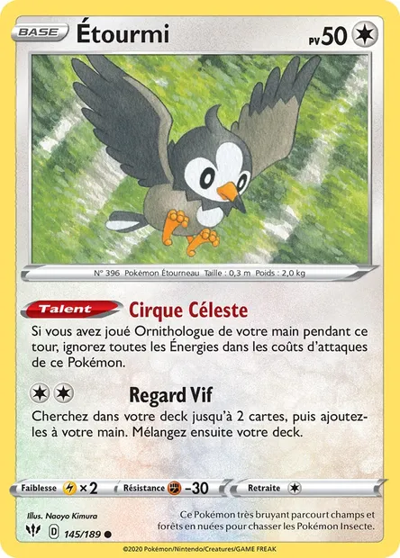 Étourmi, carte Pokémon DAA 145 — extension Ténèbres Embrasées