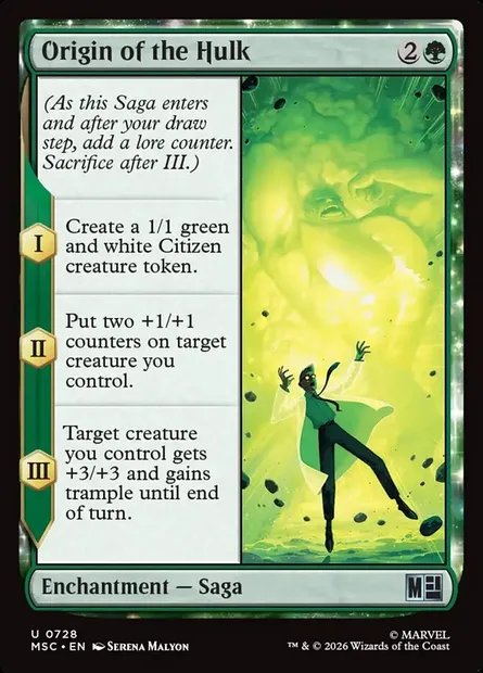 Origin of the Hulk, Magic card MSC 728 — Marvel Super Heroes Commander set