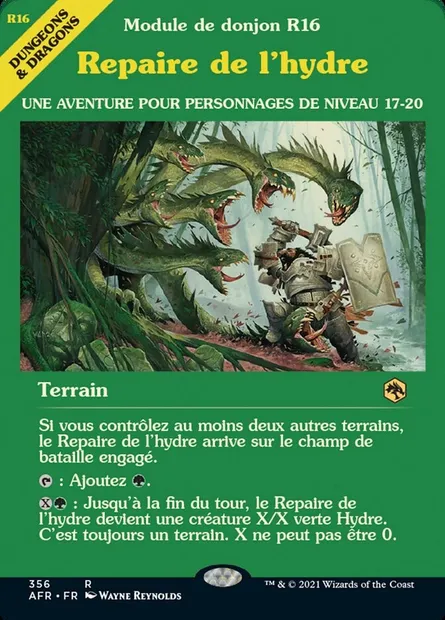 Repaire de l'hydre, carte Magic AFR 356 — extension Forgotten Realms: Aventures dans les Royaumes Oubliés