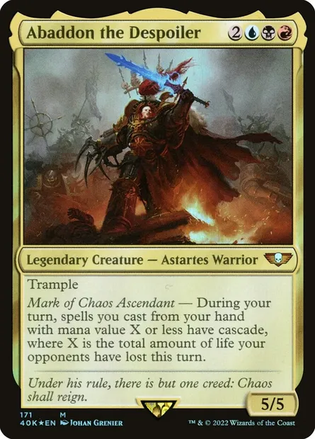 Abaddon the Despoiler, carte Magic 40K 171 — extension Warhammer 40,000 Commander