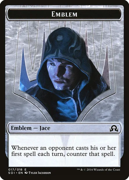 Jace, Unraveler of Secrets Emblem, Magic card TSOI 17 — Shadows over Innistrad Tokens set