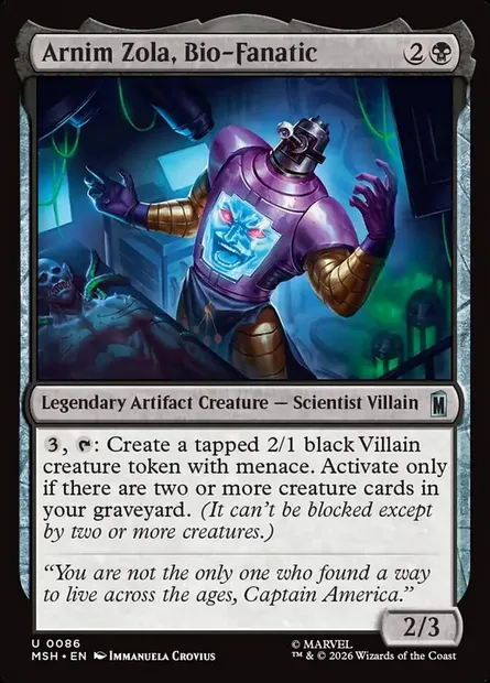 Arnim Zola, Bio-Fanatic, Magic card MSH 86 — Marvel Super Heroes set