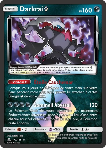 Darkrai ◇, carte Pokémon UPR 77 — extension Ultra-Prisme