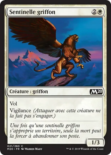 Sentinelle griffon, carte Magic M20 21 — extension Core Set 2020