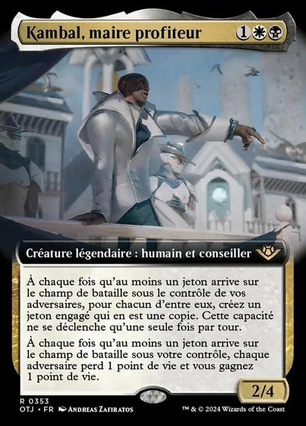 Kambal, maire profiteur, carte Magic OTJ 353 — extension Outlaws of Thunder Junction