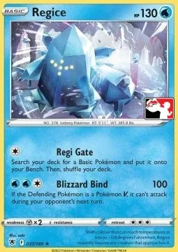 Regice, Pokémon card PPS 037-2 — Play! Pokémon Prize Pack Series set