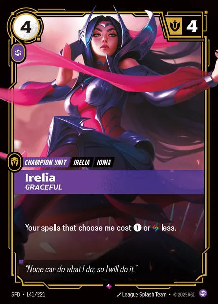 Irelia, Riftbound card SFD 141 — Spiritforged set