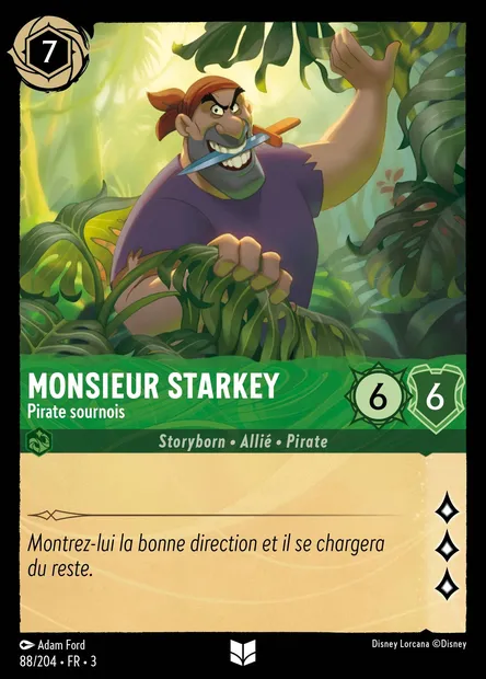 Monsieur Starkey - Pirate sournois, carte Disney Lorcana CH3-088 — extension Les Terres d'Encres